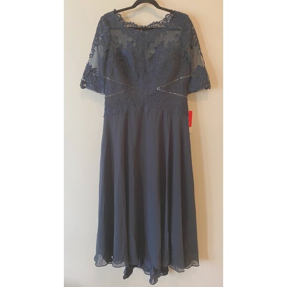 NWT JJs House Maxi Dress Blue Lace A-Line Sequin Accent Small - Picture 1 of 13